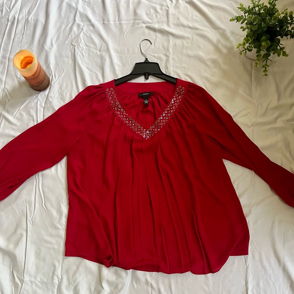 Alfani 3/4 Sleeve Red Blouse Size 14